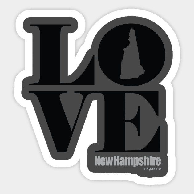 Love NH (black square) Sticker by New Hampshire Magazine